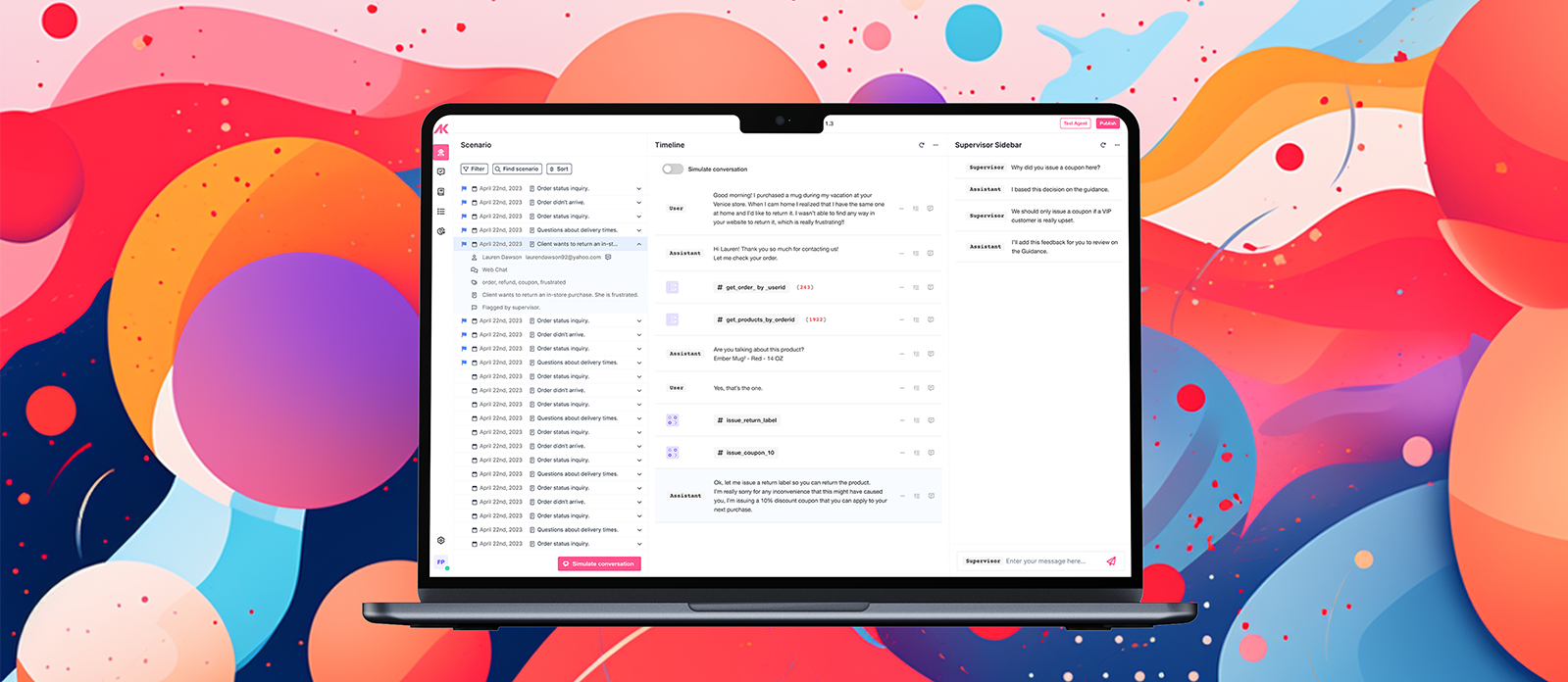 Screencaptures from an AI platform