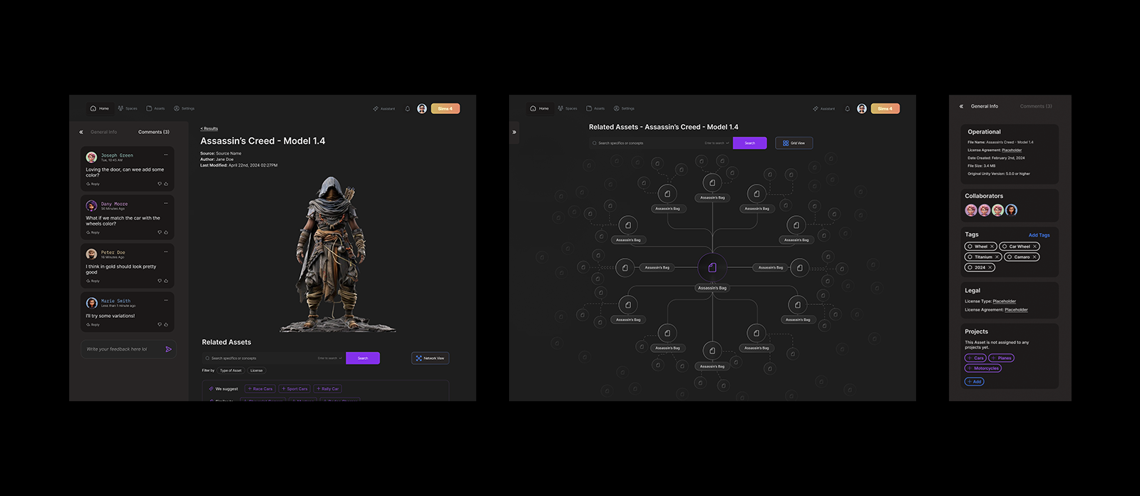 Screencaptures from an AI platform