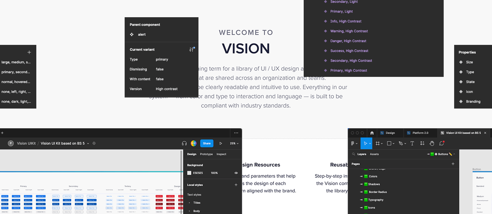 Screencaptures from a Design System